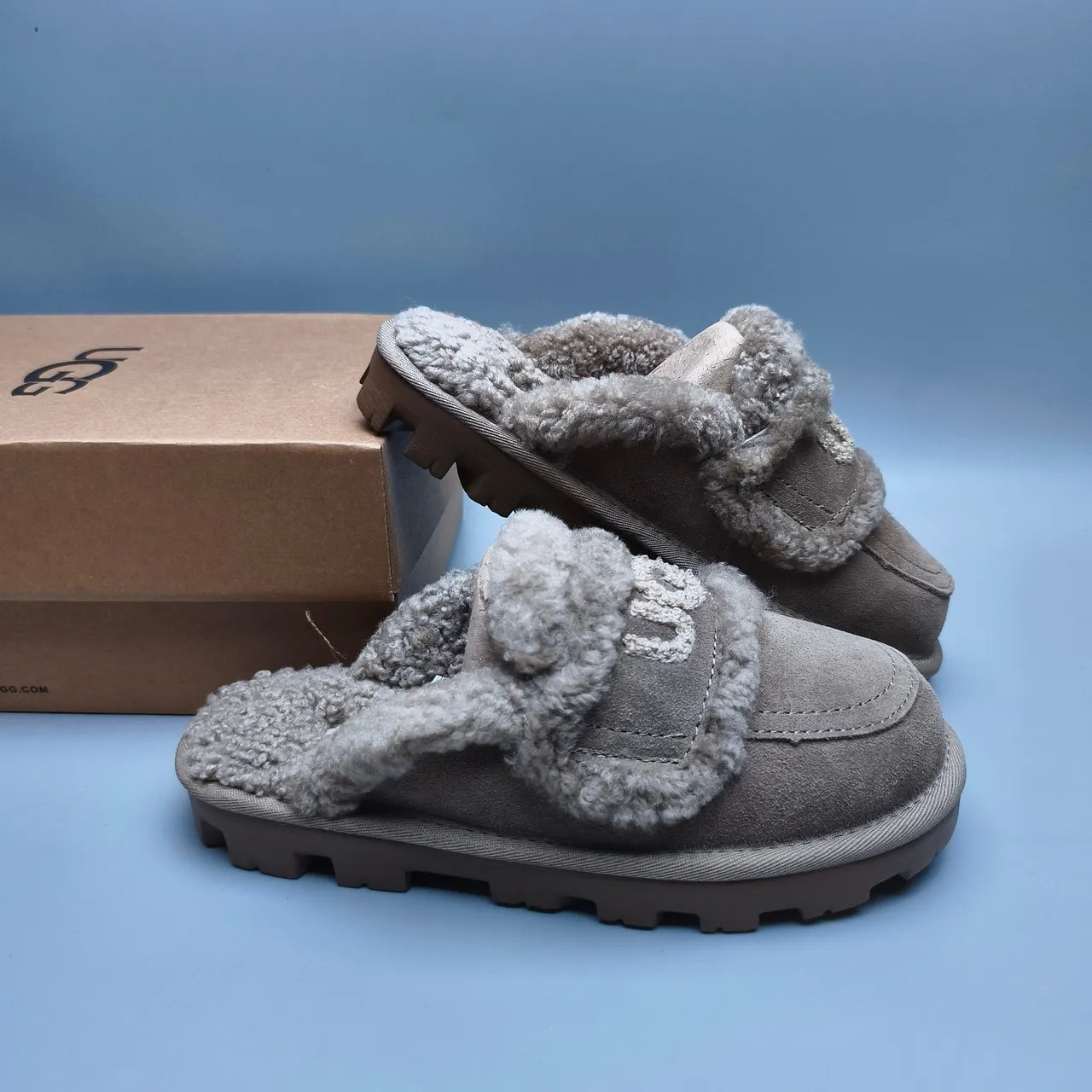 UGG Tasman Gray Brown Suede Upper Shearling Lining And Strap Casual Shoes 6