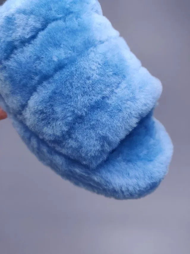UGG Tasman Light Blue Fluffy Shearling Slide Slippers 5