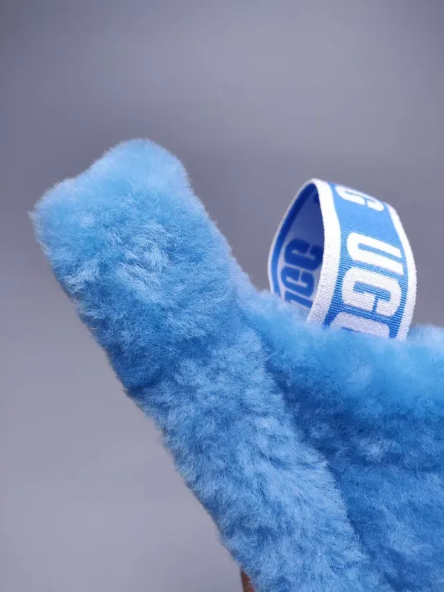 UGG Tasman Light Blue Fluffy Shearling Slide Slippers 8