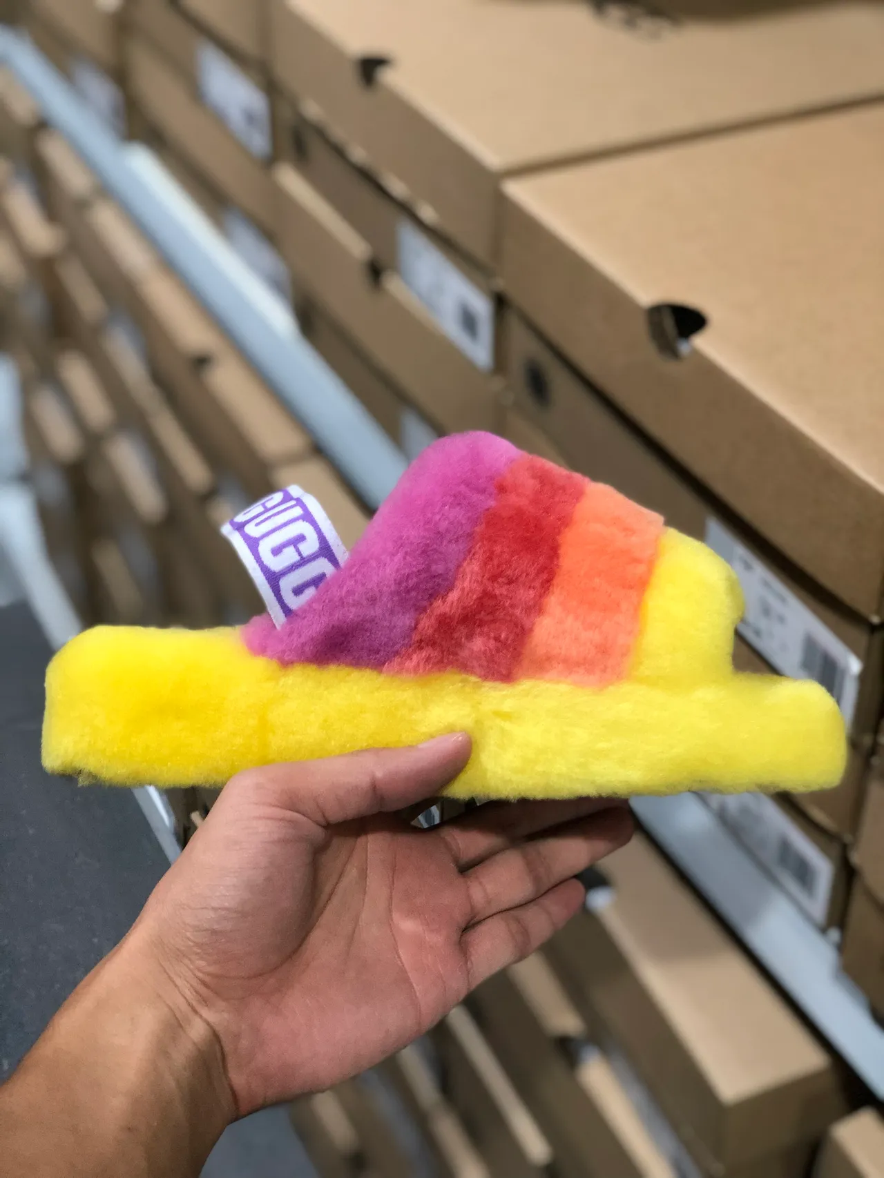 UGG Tasman Multicolor Striped Fuzzy Slippers 7
