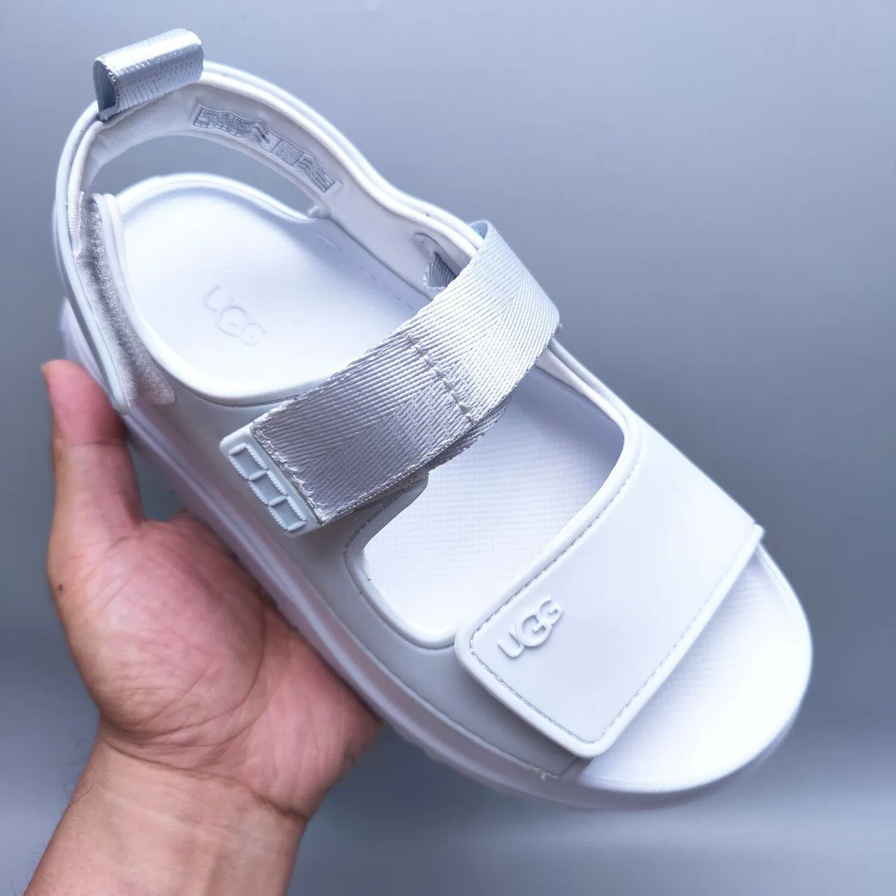 UGG Tasman Sandal সাদা রূপালি মোটা প্ল্যাটফর্ম ডুয়াল স্ট্র্যাপ ক্যাজুয়াল স্যান্ডেল 3