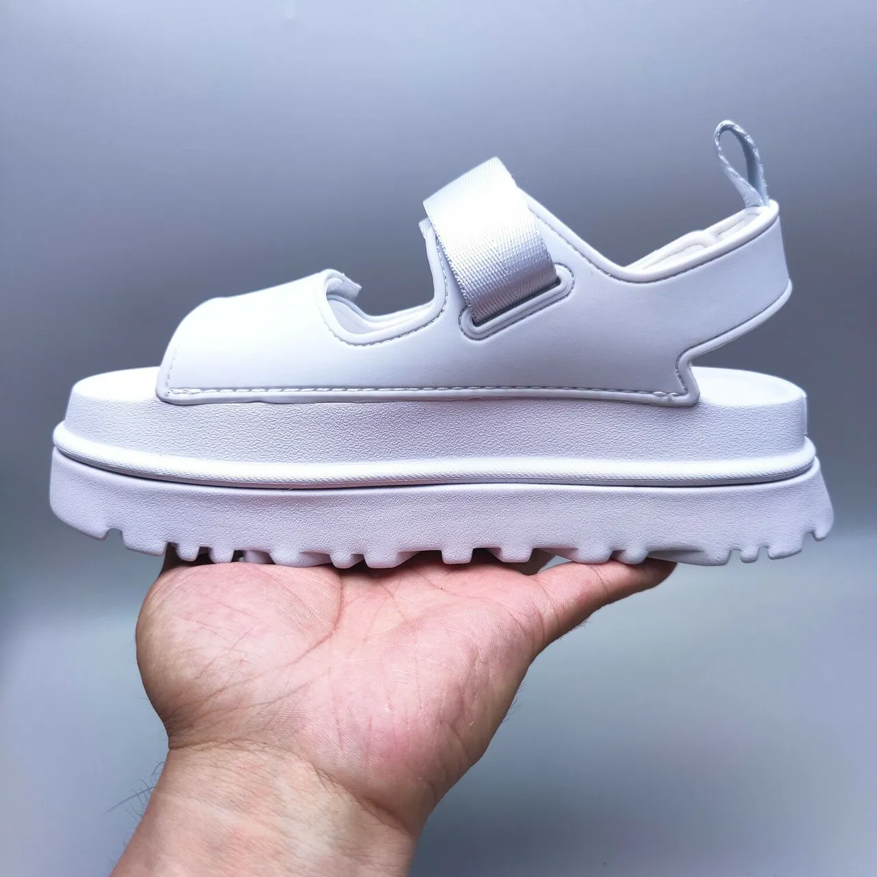 UGG Tasman Sandal সাদা রূপালি মোটা প্ল্যাটফর্ম ডুয়াল স্ট্র্যাপ ক্যাজুয়াল স্যান্ডেল 7