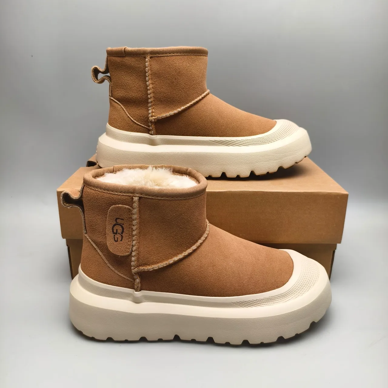 UGG Ultra Mini 驼色 麂皮 羊毛里 厚底平台 雪靴 5