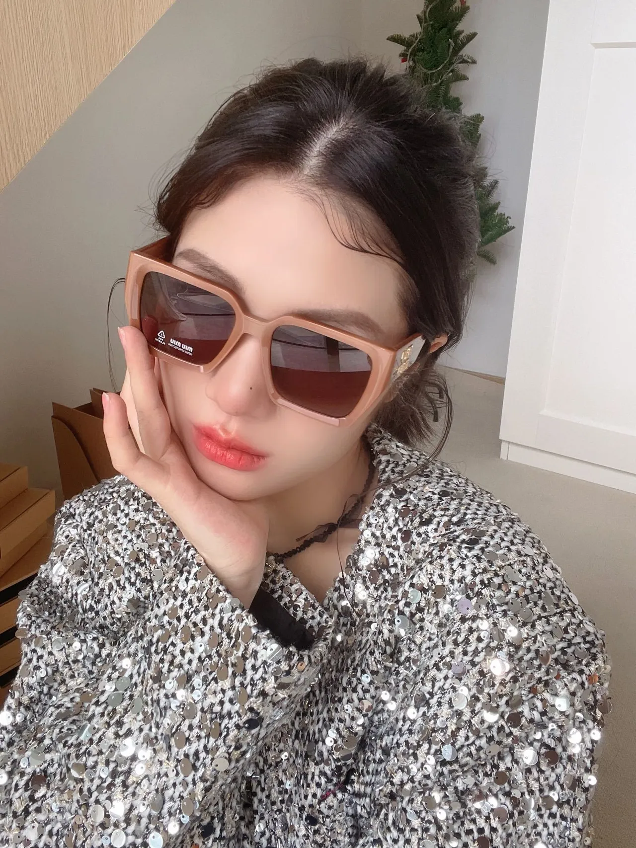 UMA WANG Gafas de sol oversized cuadradas de acetato marrón 2