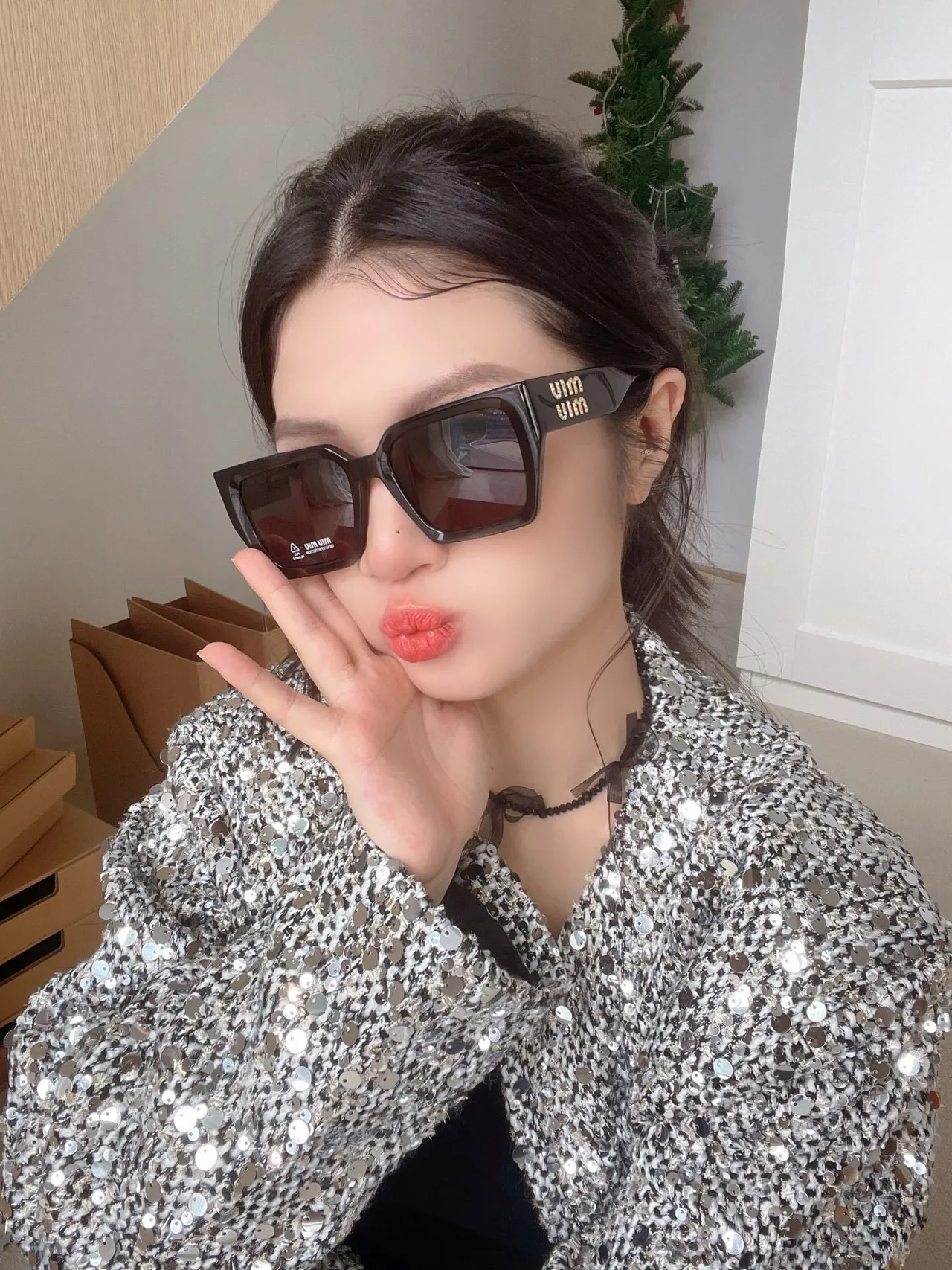 UMA WANG Gafas de sol oversized cuadradas de acetato marrón 7