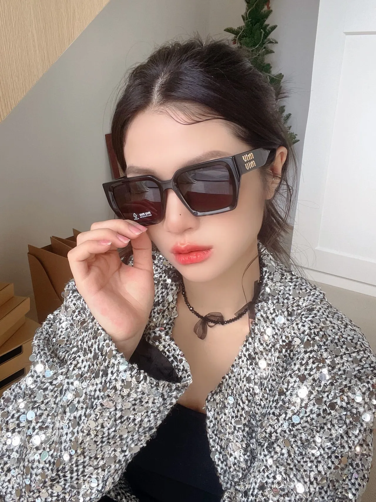 UMA WANG Gafas de sol oversized cuadradas de acetato marrón 8