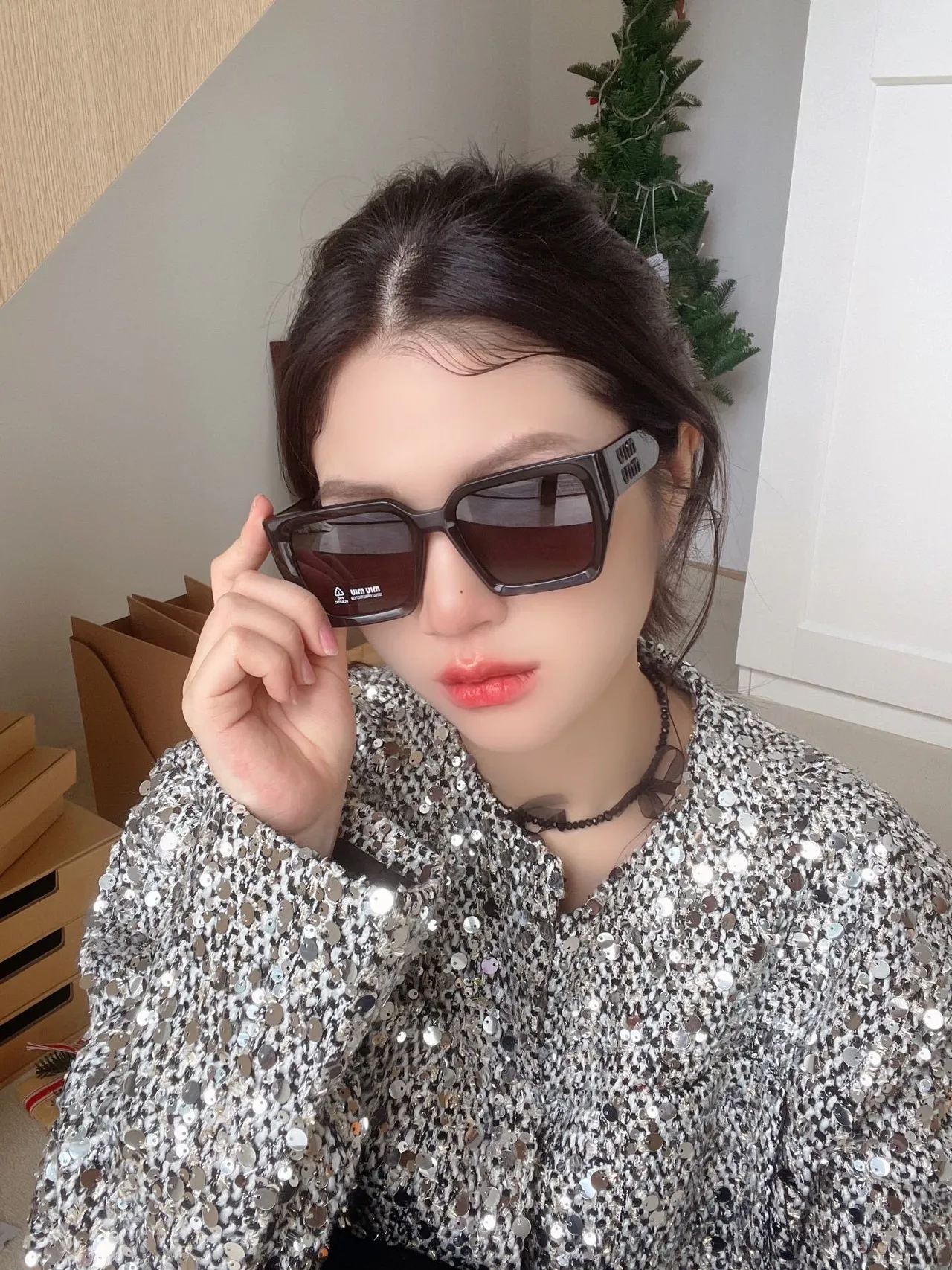 UMA WANG Gafas de sol oversized cuadradas de acetato marrón 9