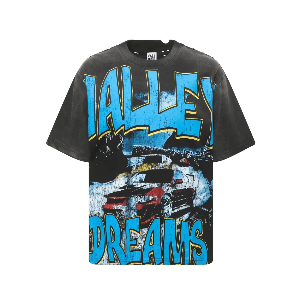 Vale Forever Camiseta Oversized Negra con Estampado Gráfico Desgastado 4