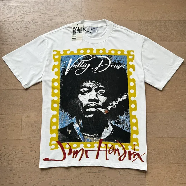 تي شيرت أبيض بطباعة جرافيك Vale Forever Jimi Hendrix Valley Dreams 2