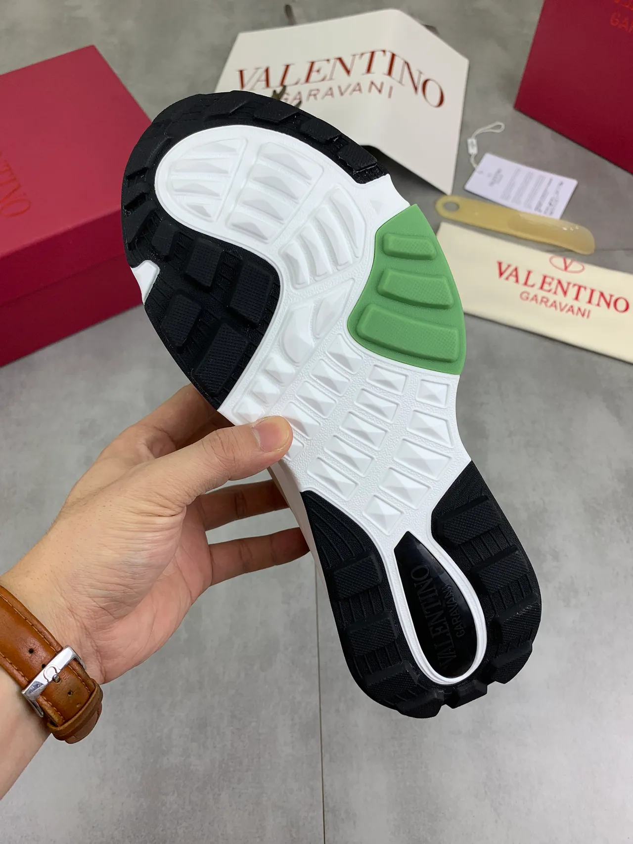 Valentino Beige White Multi-Panel Mesh And Synthetic Upper Sculpted Midsole Chunky Sneakers 3