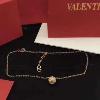 Valentino সোনার চেইন পাভে-সেট গোলাকার পেন্ডেন্ট ব্রেসলেট