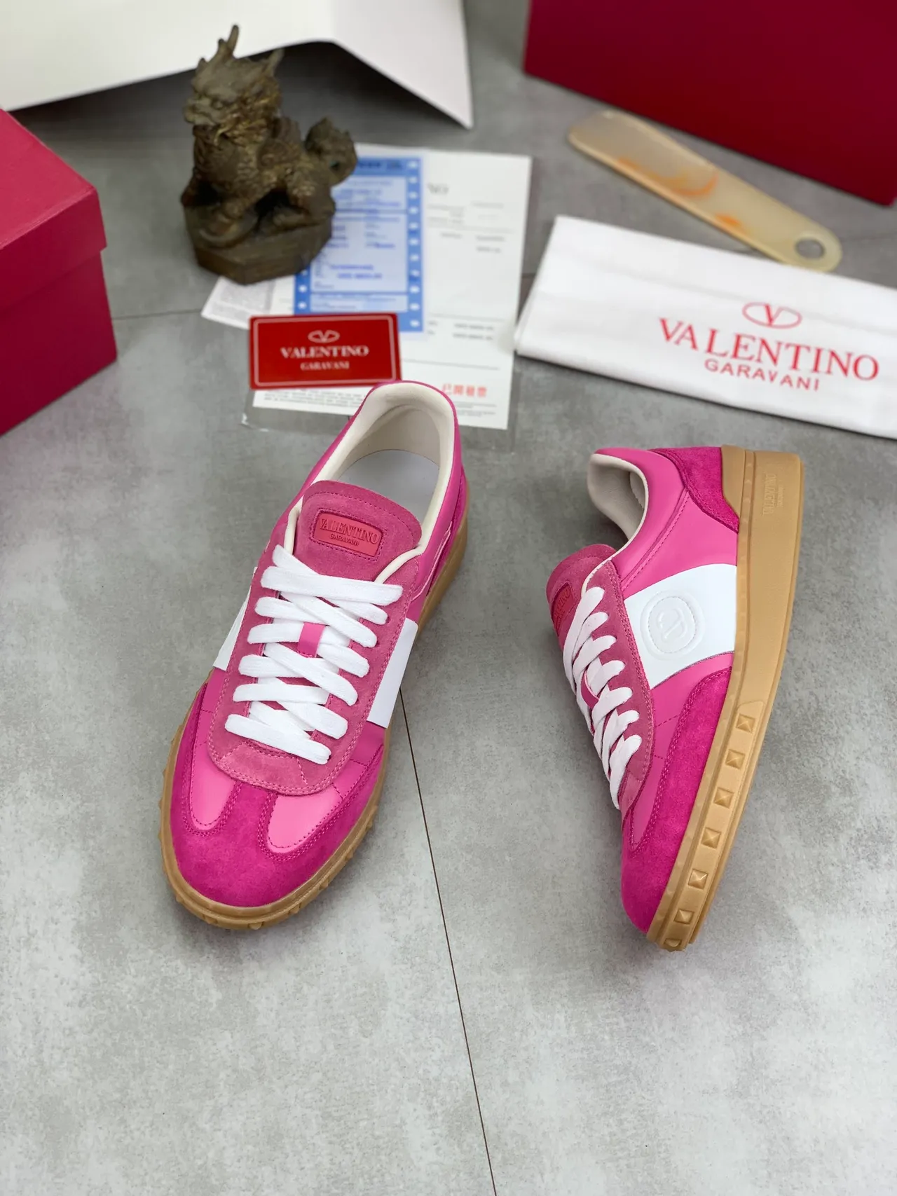 Valentino Pink Suede and Leather Lifestyle Sneakers 5