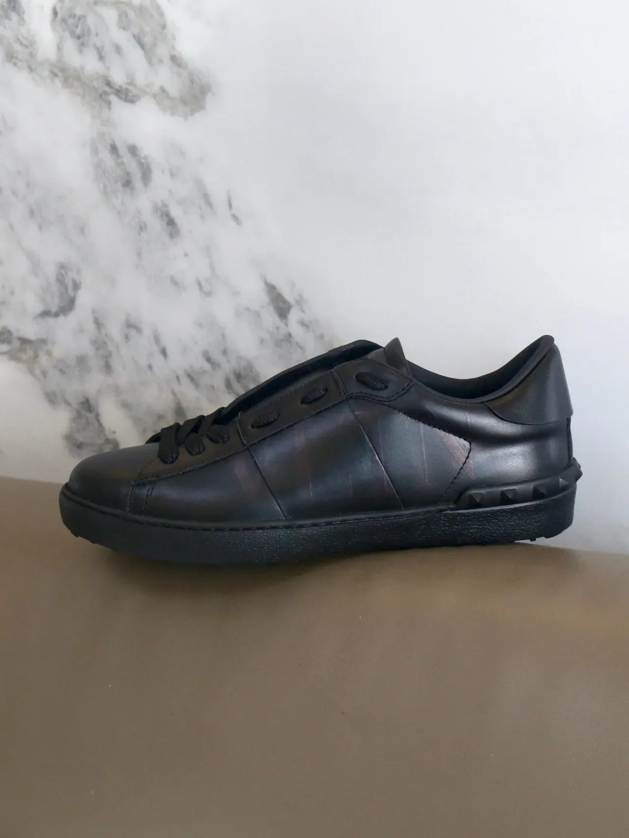 Valentino Rockstud All-Black Leather Lifestyle Sneakers 2