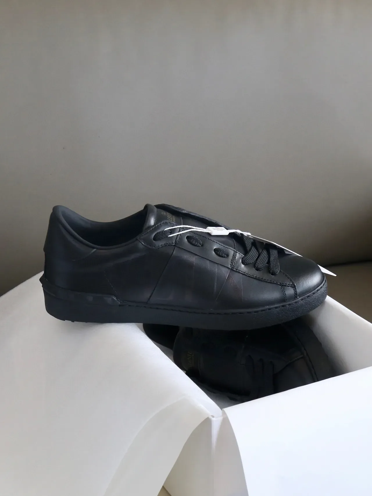 Valentino Rockstud All-Black Leather Lifestyle Sneakers 7