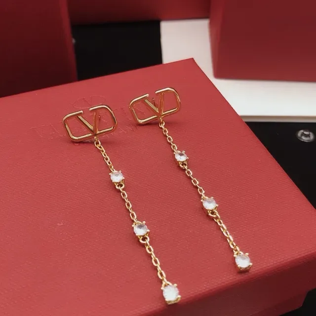瓦伦蒂诺 Rockstud 尖钉链条 镀金 水晶 垂坠耳环 3