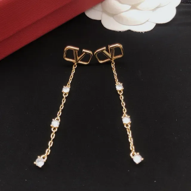 瓦伦蒂诺 Rockstud 尖钉链条 镀金 水晶 垂坠耳环 4