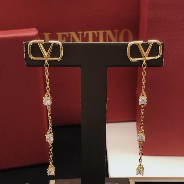瓦伦蒂诺 Rockstud 尖钉链条 镀金 水晶 垂坠耳环 5