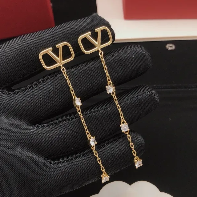 瓦伦蒂诺 Rockstud 尖钉链条 镀金 水晶 垂坠耳环 6