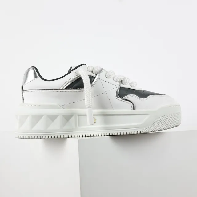 Valentino Rockstud White and Black Platform Lifestyle Sneakers 7
