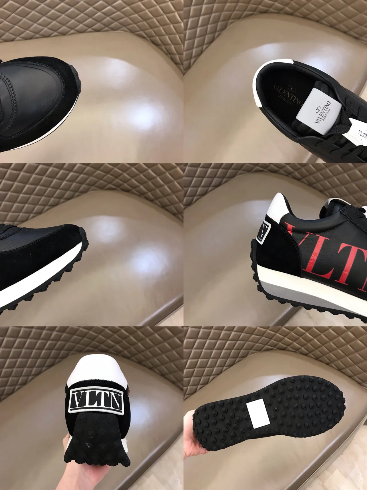 Valentino VLTN Chaussures lifestyle en cuir suédé et cuir noir avec logo 2