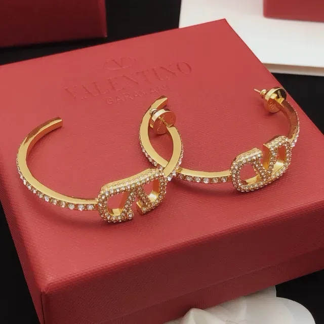 Valentino VLTN Pavé Crystal Hoop Earrings 2