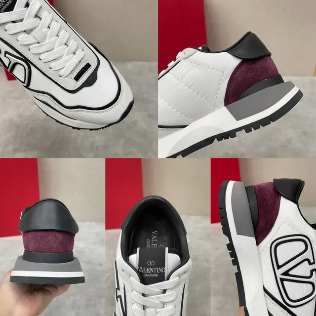 Valentino VLTN Runner সাদা কালো বার্গন্ডি লাইফস্টাইল স্নিকার্স 2