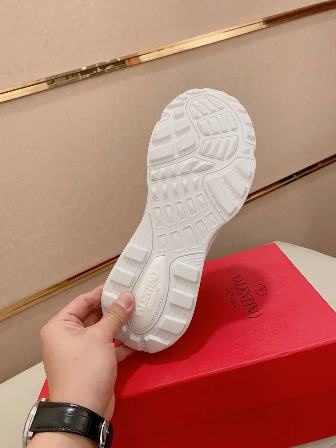 Valentino White Gray Sole Mesh And Synthetic Overlay Construction Chunky Sneakers 2