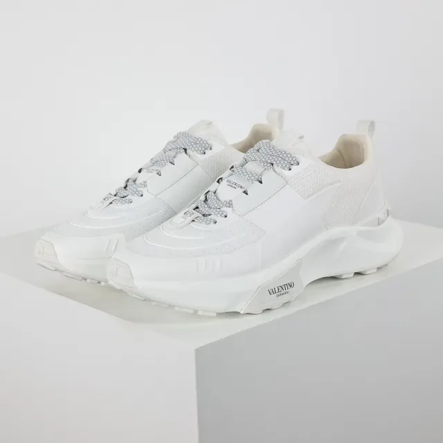 Valentino White Monochrome Sculpted Sole Chunky Sneakers 2