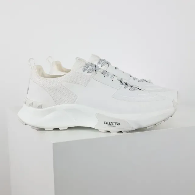 Valentino White Monochrome Sculpted Sole Chunky Sneakers 3