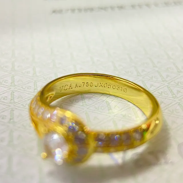 Van Cleef & Arpels सोना रূপा डबल लूप बैंड पवेज डायमंड शोल्डर रिंग 2
