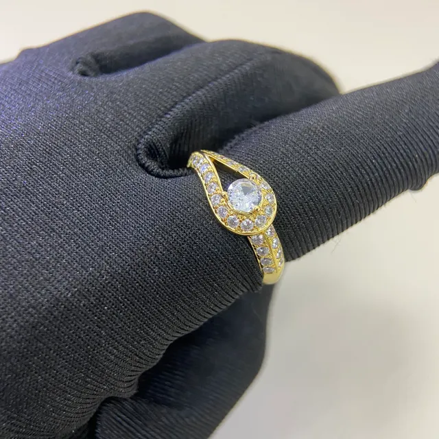Van Cleef & Arpels सोना रূপा डबल लूप बैंड पवेज डायमंड शोल्डर रिंग 4