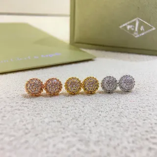 Van Cleef & Arpels সোনা রূপালী গোল গোল Pavé-Set কানের দুল