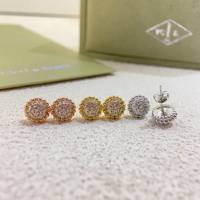 Van Cleef & Arpels सोना चांदी गोल गोल Pavé-Set कर्ण 2