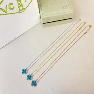 Van Cleef & Arpels 阿尔罕布拉 蓝珐琅 四叶草 吊坠项链