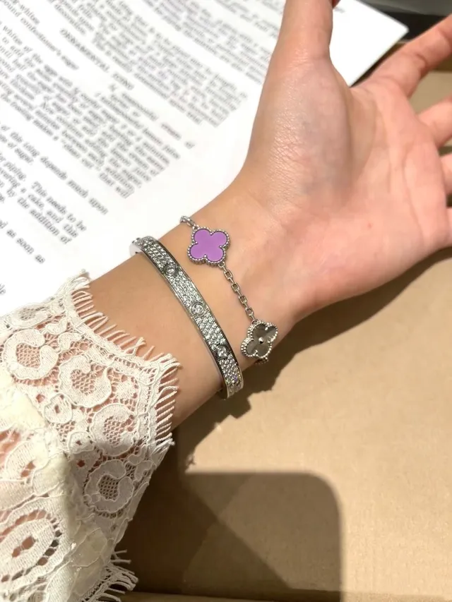 Van Cleef & Arpels Alhambra बैंगनी एमेल और चांदी का कंगन 9