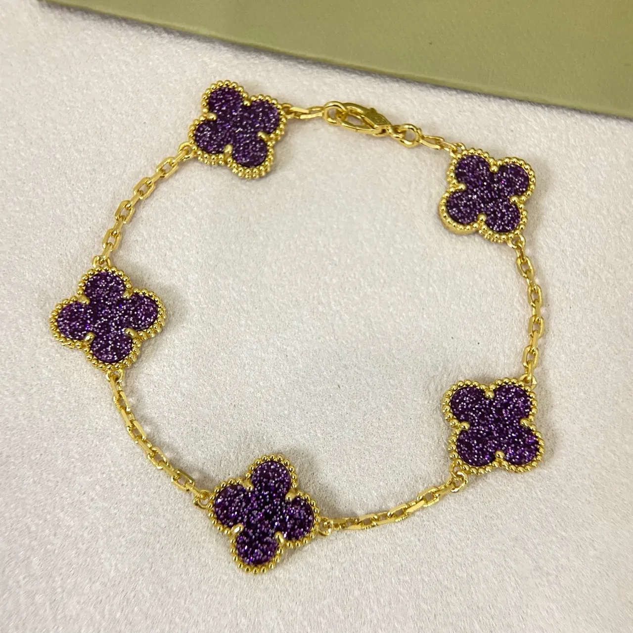 Van Cleef & Arpels Alhambra Purple Pave Four-Leaf Clover Bracelet 2