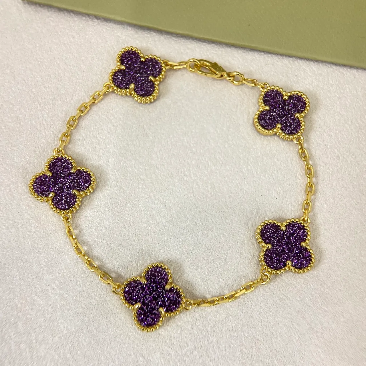 Van Cleef & Arpels Alhambra Purple Pave Four-Leaf Clover Bracelet 4