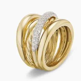Van Cleef & Arpels Multi-Band Pavé Diamond Gold Ring