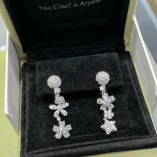 Van Cleef & Arpels Pavé Floral Drop Earrings