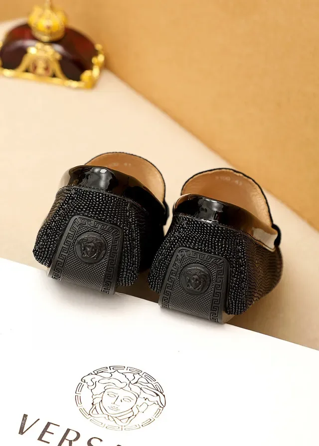 Versace Black Gold Textured Upper Medusa Head Emblem Loafer 3