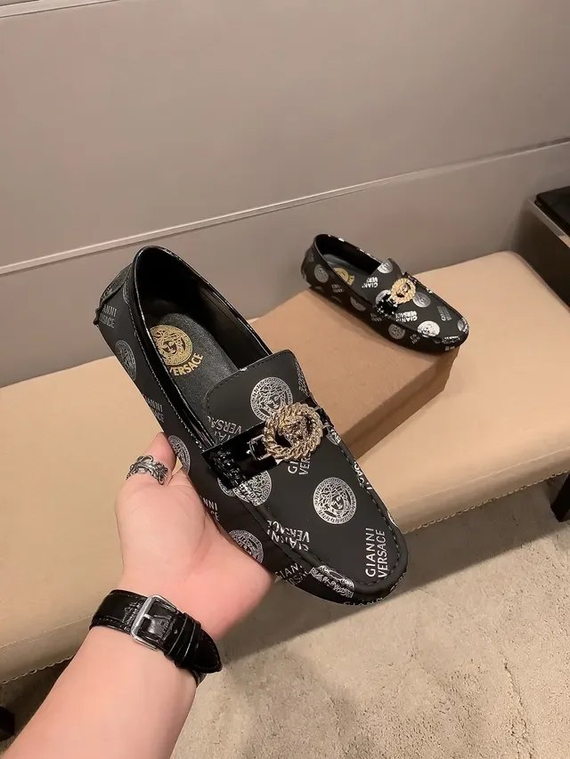 Versace Chain Reaction Logo-Print Medusa Buckle Mocasines 5