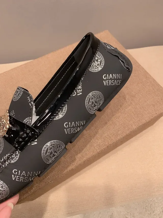 Versace Chain Reaction Logo-Print Medusa Buckle Mocasines 7