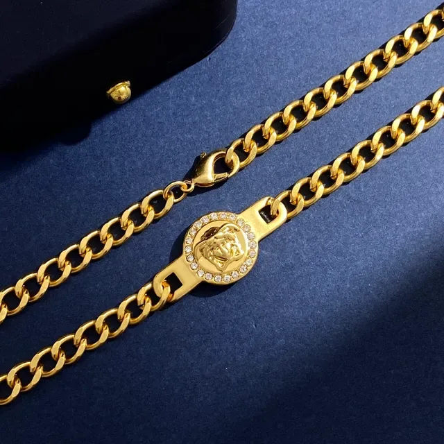 Versace Chain Reaction Medusa Crystal Pendant Necklace 2