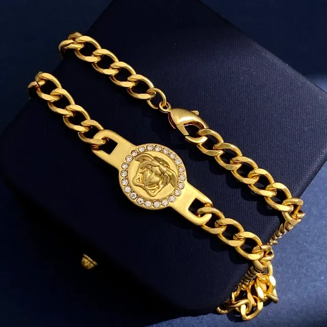 Versace Chain Reaction Medusa Crystal Pendant Necklace 4