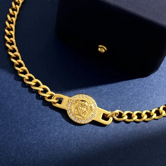 Versace Chain Reaction Medusa Crystal Pendant Necklace 5