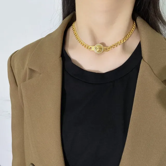 Versace Chain Reaction Medusa Crystal Pendant Necklace 7