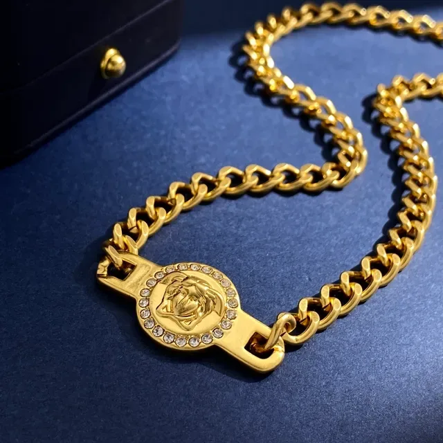 Versace Chain Reaction Medusa Crystal Pendant Necklace 8