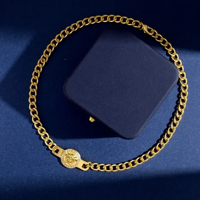 Versace Chain Reaction Medusa Crystal Pendant Necklace 9