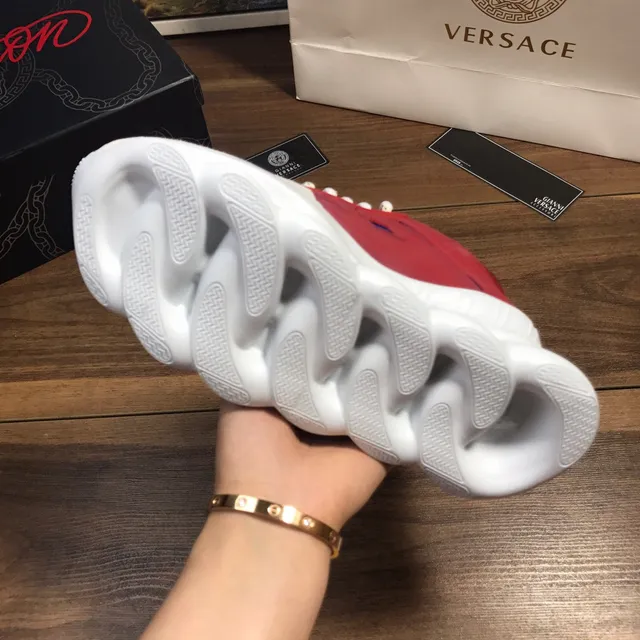 Versace Chain Reaction Red Blue White Chunky Sneakers 3