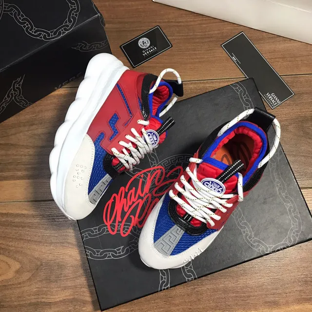 Versace Chain Reaction Red Blue White Chunky Sneakers 6